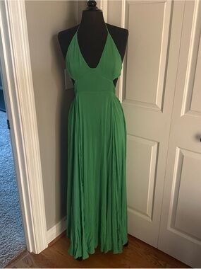 Free People Green Halter Maxi Dress